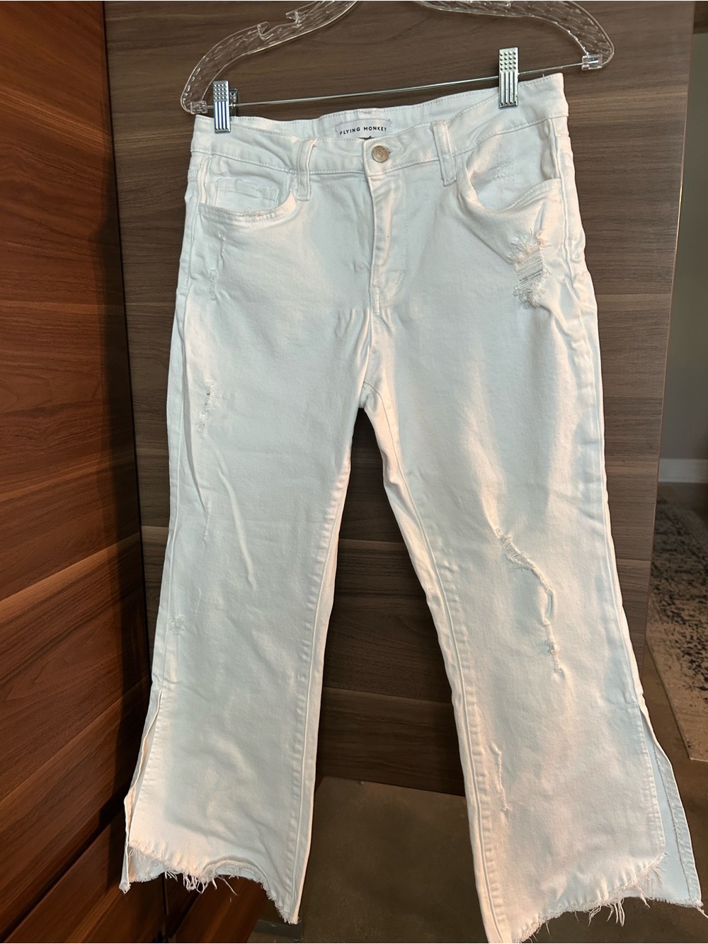 Flying Monkey White Distressed Wide Leg Jeans